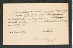 k.k. naturhistorisches Hofmuseum, Intendanzakten 1885-1896 (Hauer), Aktenzahl Z.719/1892, Seite 1